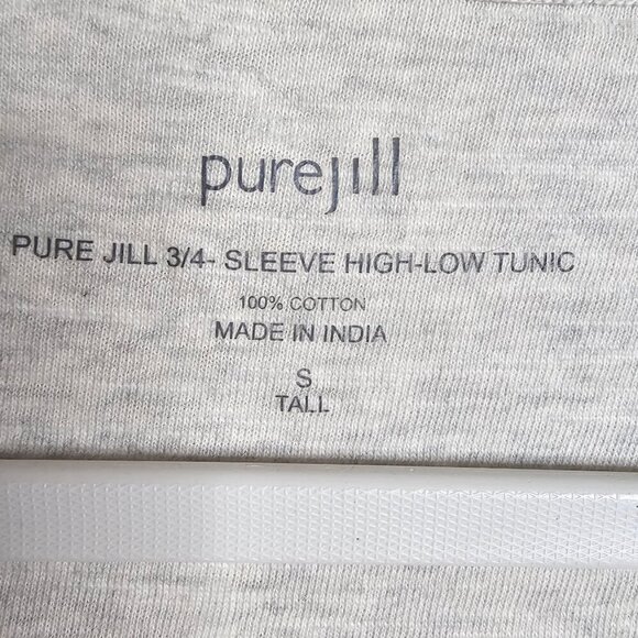J JILL PureJill 3/4 Sleeve Casual T-Shirt Tunic Top LIGHT GRAY size S Tall - Picture 3 of 5